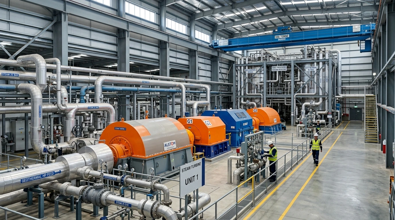 Turbine hall at a power generation plant